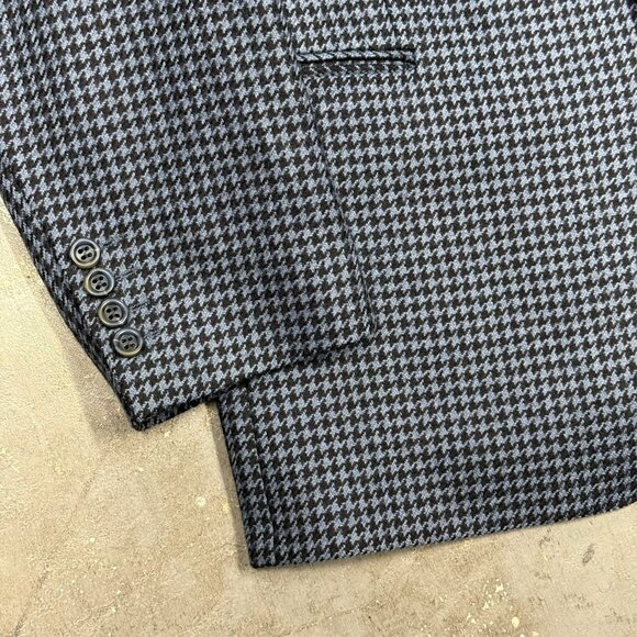 Konen Munchen Houndstooth Blazer Wool Cashmere Sport Coat Blue 42R - Picture 4 of 13